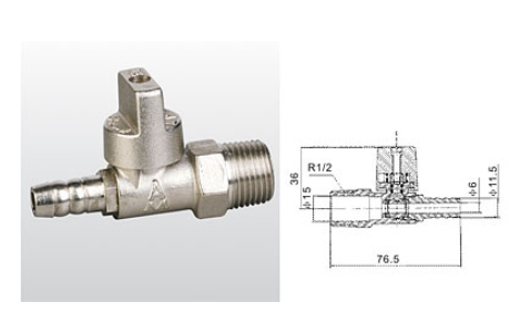 埃美柯黃銅安全式外螺紋接管燃氣球閥223結構圖